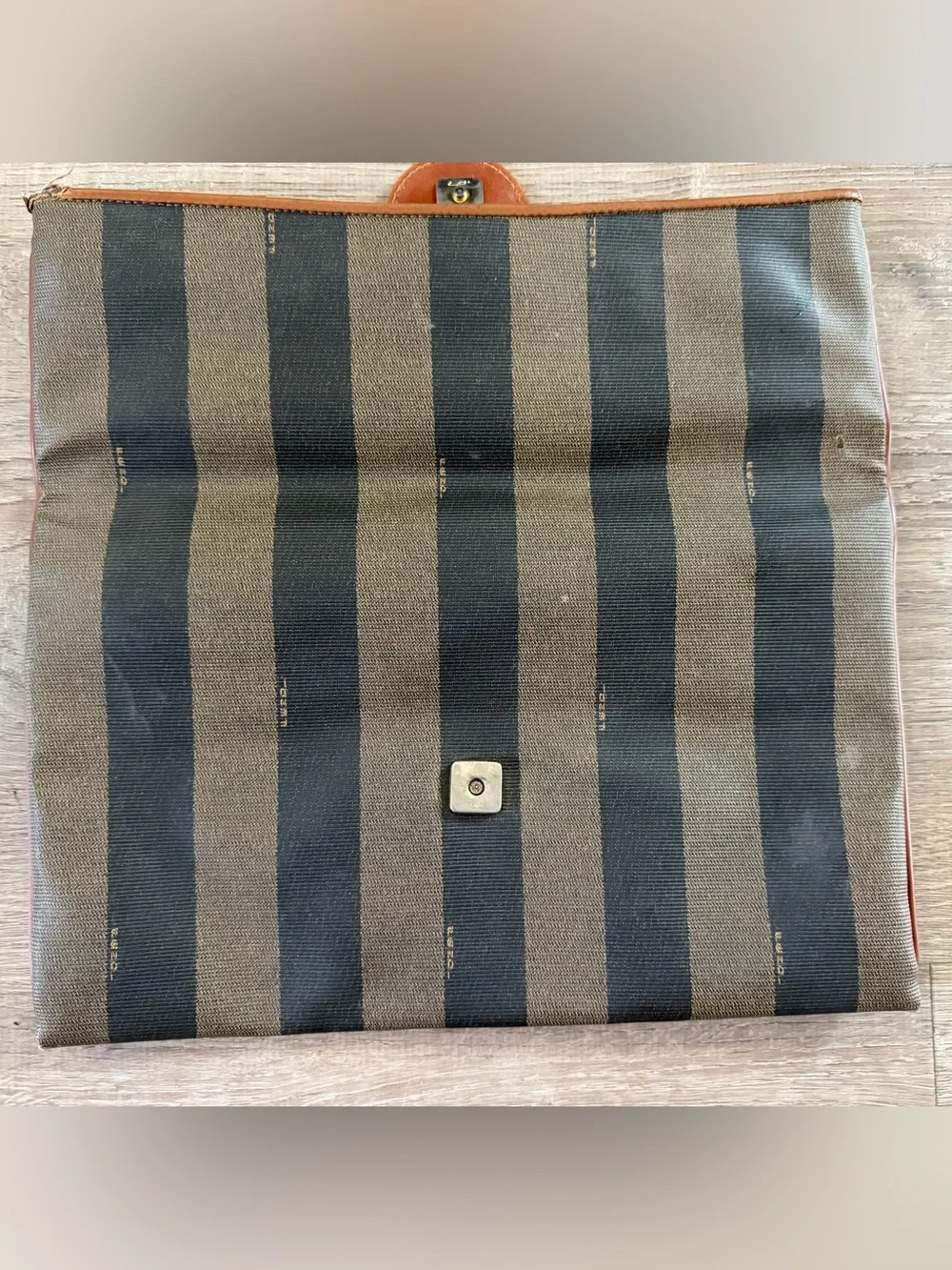 Vintage Fendi Roma Italy 1925 Pequin Stripe Envelope Clutch ⭐